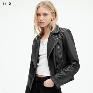 All Saints Cargo Distressed Leather Biker Jacket